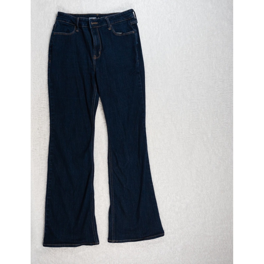 Old Navy Womens High Rise Flare Jeans Size 8 Med-Dark Stretch Blue Denim